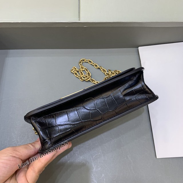 Balenciaga專櫃爆款鏈條女士小挎包 巴黎世家鏈條小號鱷魚黑色Gossip bag斜挎包 92722型號 fyj1124